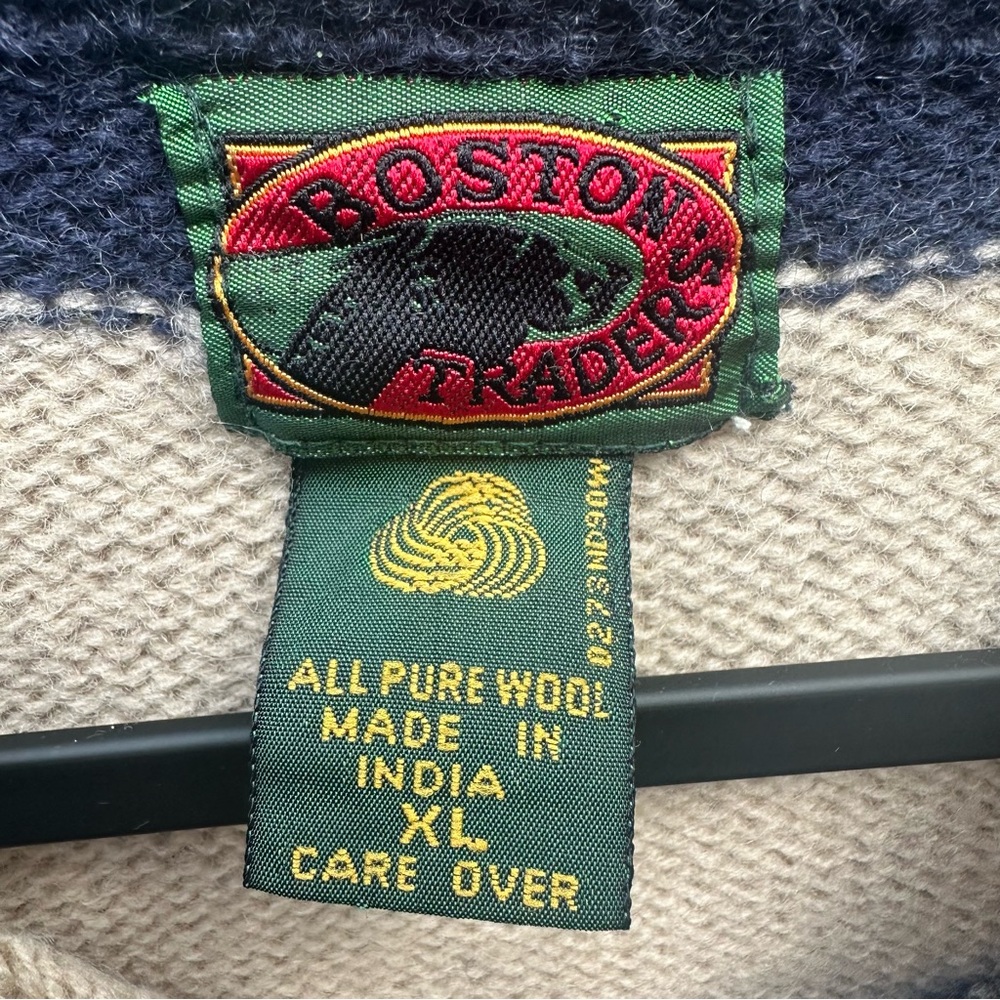 BOSTON TRADERS Sweater Men XL 100% Wool Stripe Rugby Crew Preppy - Picture 5 of 5
